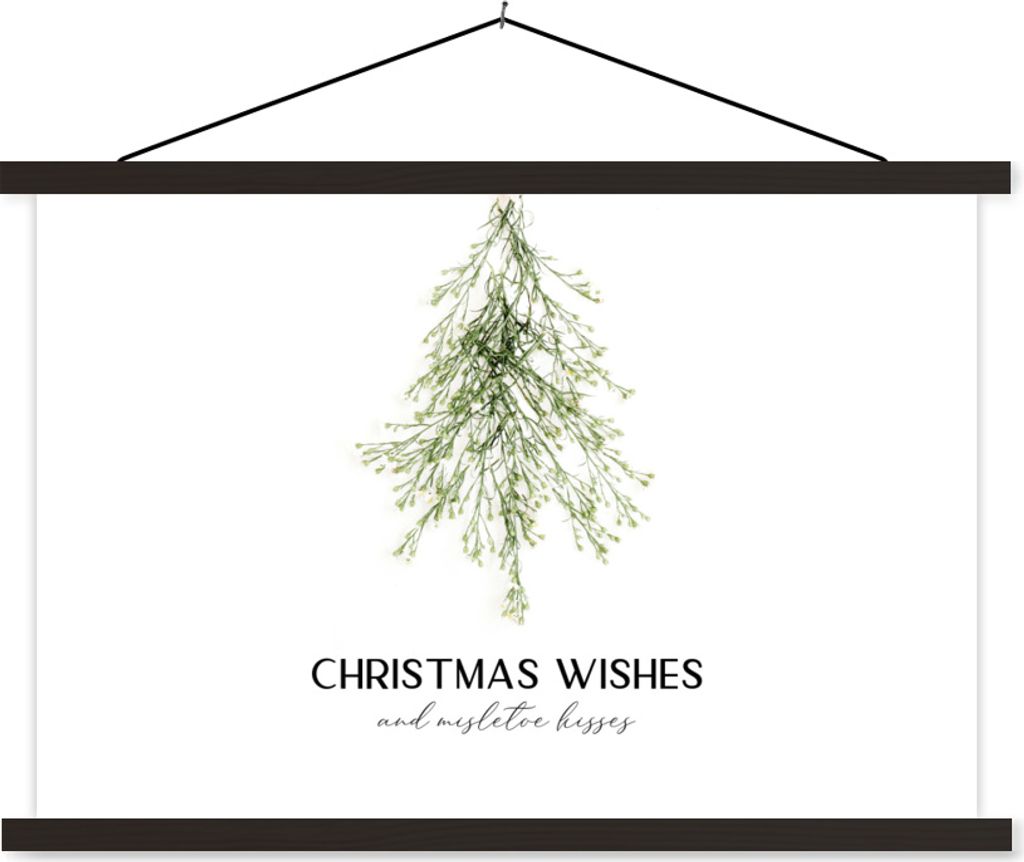 MuchoWow Textilposter Weihnachten - Weihnachtsbaum - Zitat 150x100 cm mit schwarzem Rahmen - Schlafzimmer