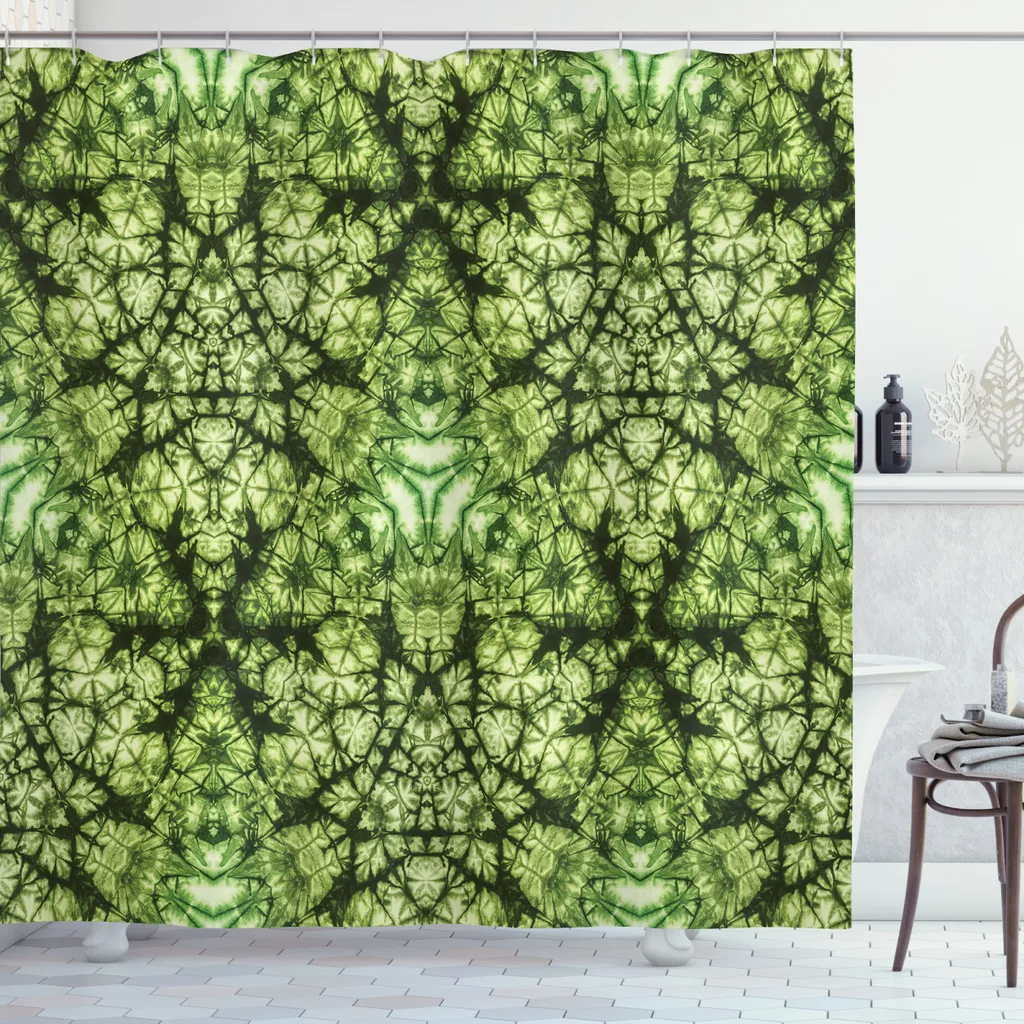 Tenda da doccia boho a foglie 180x200 cm, ASDCXZ Moderna Arte Astratta Verde Foglie Sole Fiori Bianco Bagno Lavabile Tende da Doccia in Poliestere Tessuto Impermeabile per Vasca da Bagno con 12