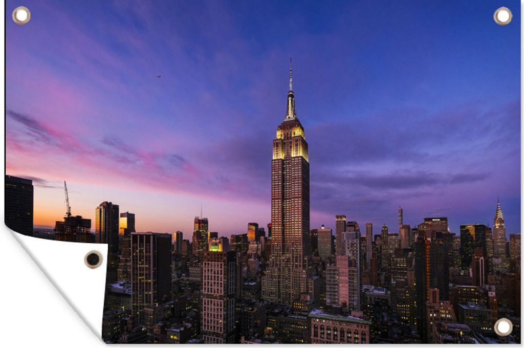 MuchoWow 60x40 cm Outdoor-Poster Gartendeko Sichtschutz Garten Poster für den Garten Schöner Blick auf das Empire State Building am Abend