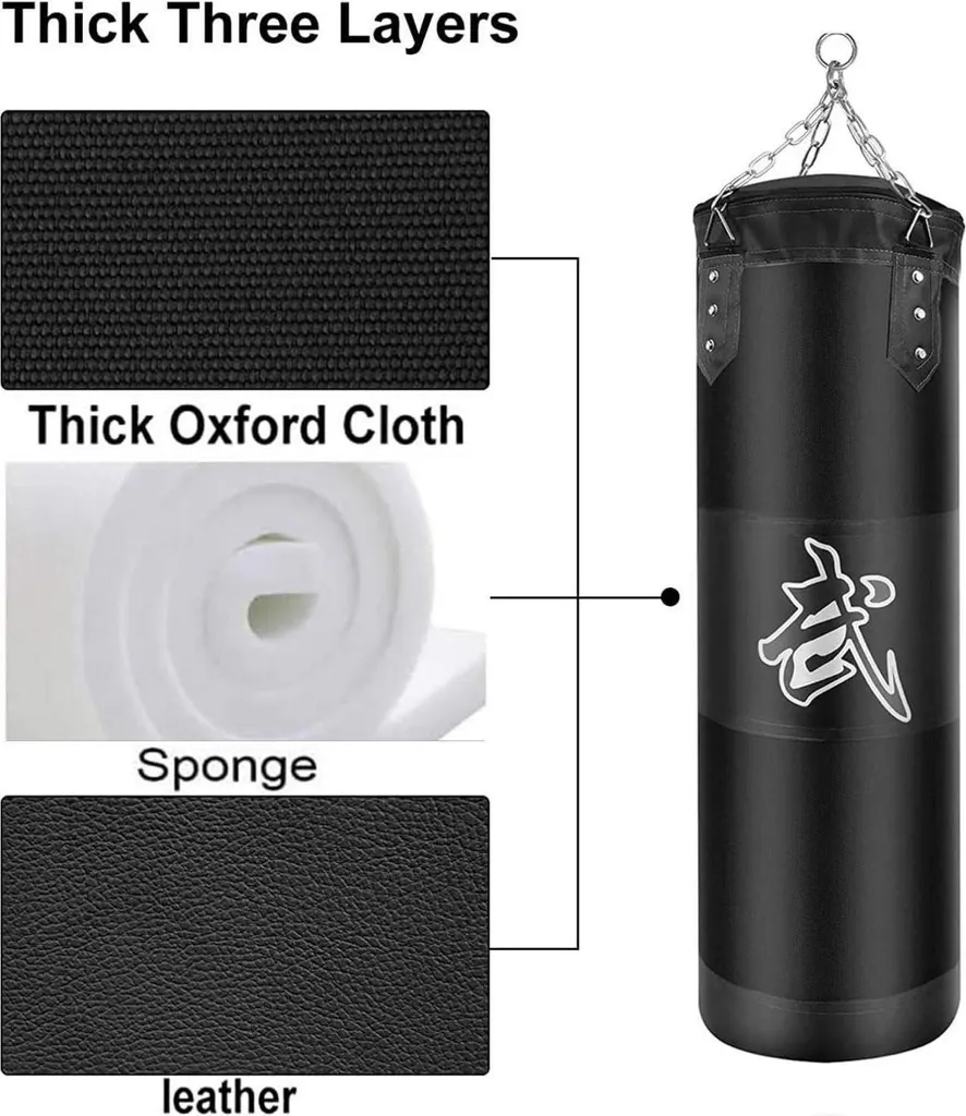 Set de Sac de Frappe Vide 100cm Noir pour Entraînement Boxe et Combat