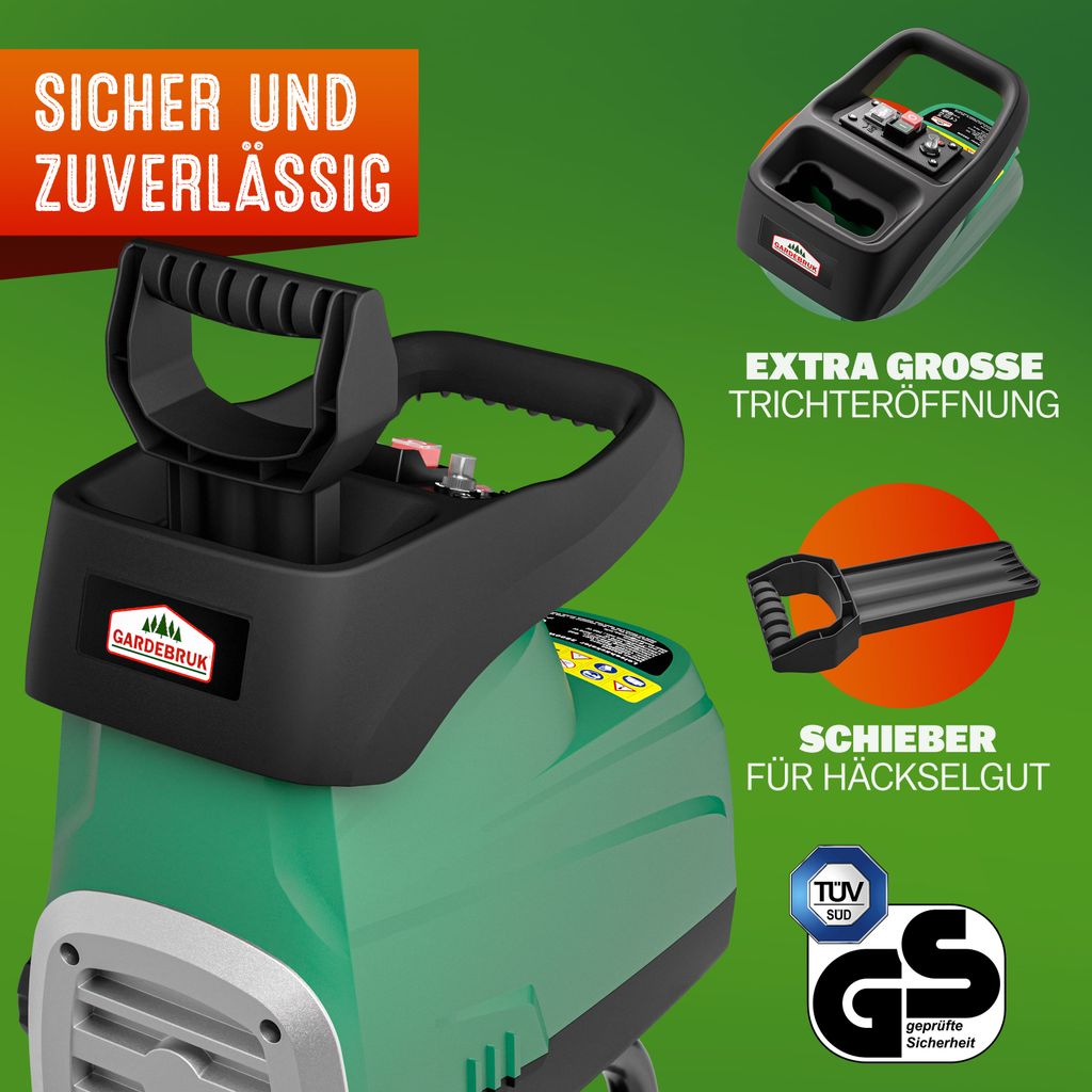 GARDEBRUK® Leisehäcksler 3100 W max. 44 mm Aststärke Produktbild 5