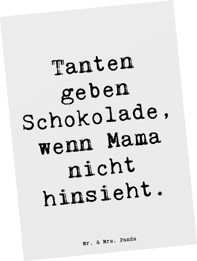 Mr. & Mrs. Panda Postkarte Spruch Tante Schokolade - Weiß - Geschenk, Ansichtskarten, Grußkarte, Ansichtskarte, Freuden, Nichte, Spaß, Geheimnis...