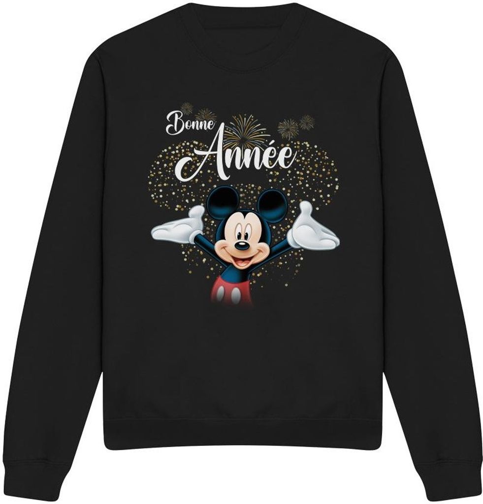 Disney - "French" Sweatshirt für Herren/Damen Uni - Neujahr TV3427 (S) (Schwarz)