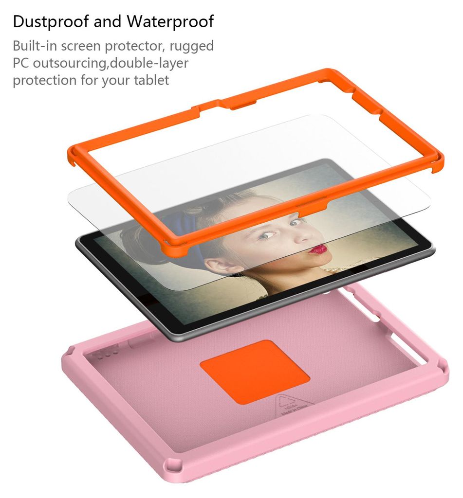 EVA-Schutzhülle für Kindle Fire HD 10 – stoßfest, waschbar, mit Ständer und passgenauen Ausschnitten – rosa