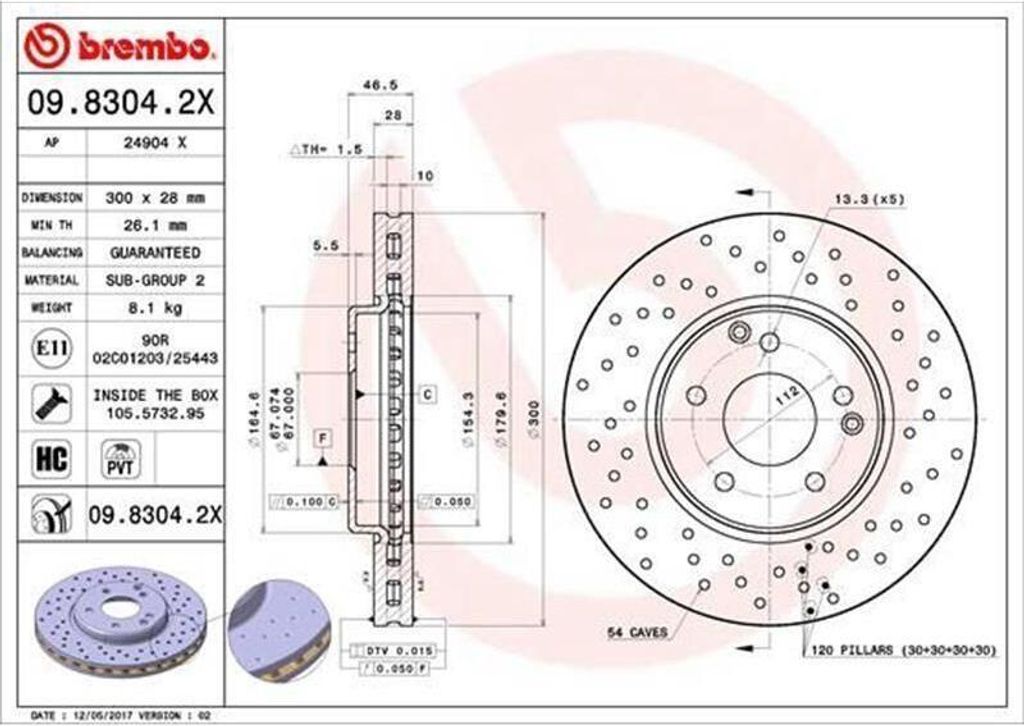 Bremsscheibe BREMBO 09.8304.2X