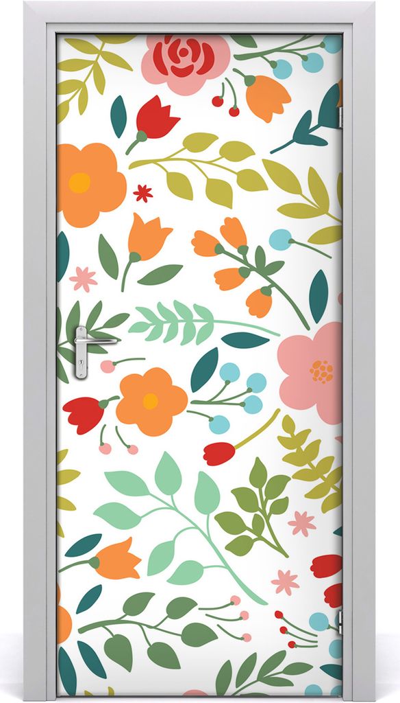 Tulup Türaufkleber 95x205 cm Dekorative Aufkleber Selbstklebend Wasserdichte Tapete Abnehmbar Schlafzimmer Wohnzimmer Wohnkultur - bunte Blumen