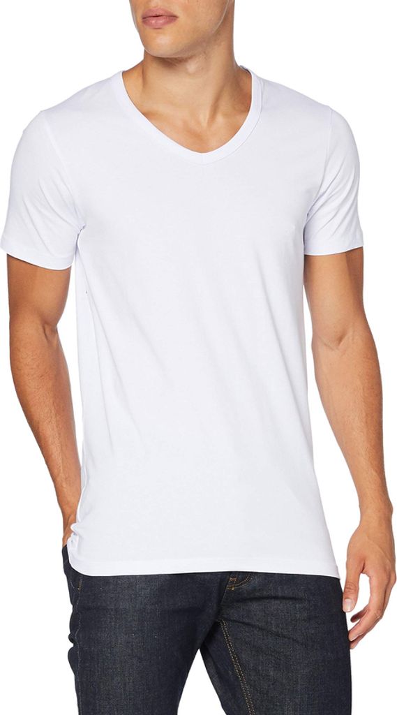 Jack & Jones Herren T-Shirt Basic V-Ausschnitt 12059219, Größe:L, Farbe:Weiß