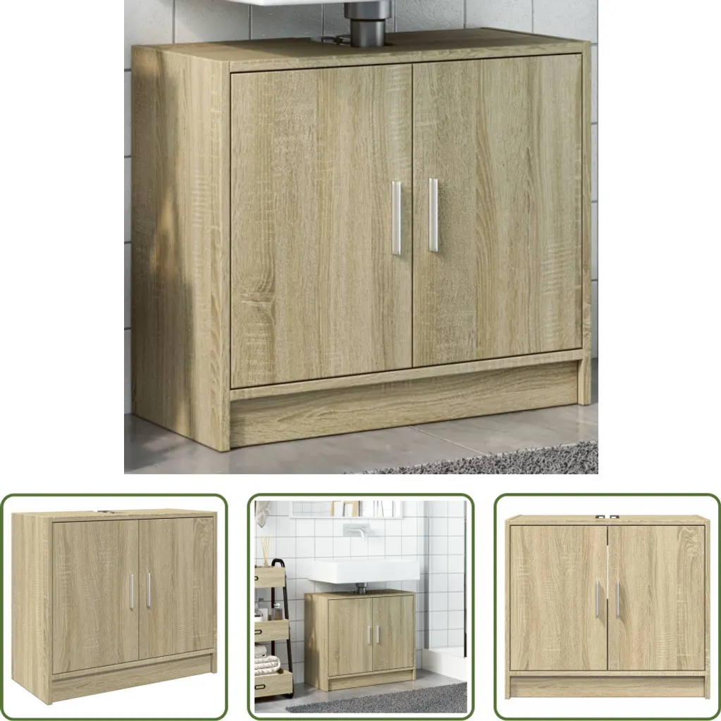 Toeletta Bagno Sonoma Rovere 63x29x55 cm - Mobile Lavabo Legno Multistrato