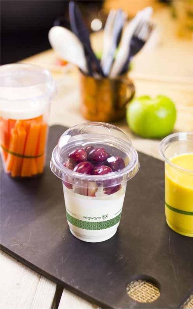 PLA-Konvexdeckel Ø76mm, 50 Stk, Vegware, Becher 140-250ml
