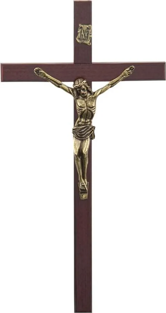 Croix en bois foncé 21,5 cm - Décoration religieuse sobre et durable