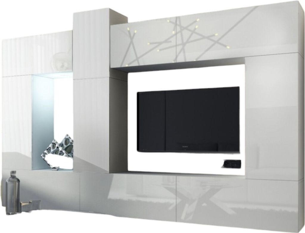 Meublorama FH-C22-22-HG-W-4+1-SQUERE-RGB*11C/136KG, 7 Regale, 10 Tür(en), Weiß, Mitteldichte Faserplatte (MDF), 350 mm, 2730 mm