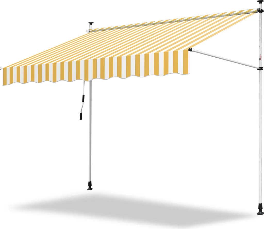 Tenda Parasole a Pressione 250 cm per Balcone | Hengda Giallo Bianco