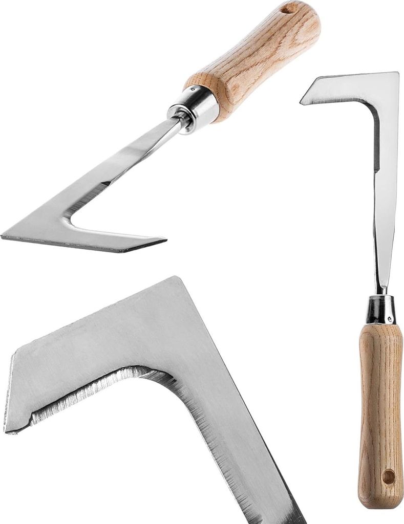 Unkrautschaber aus Edelstahl mit Holzgriff - Multifunktionales Gartenaccessoire zum effizienten Entfernen von Unkraut