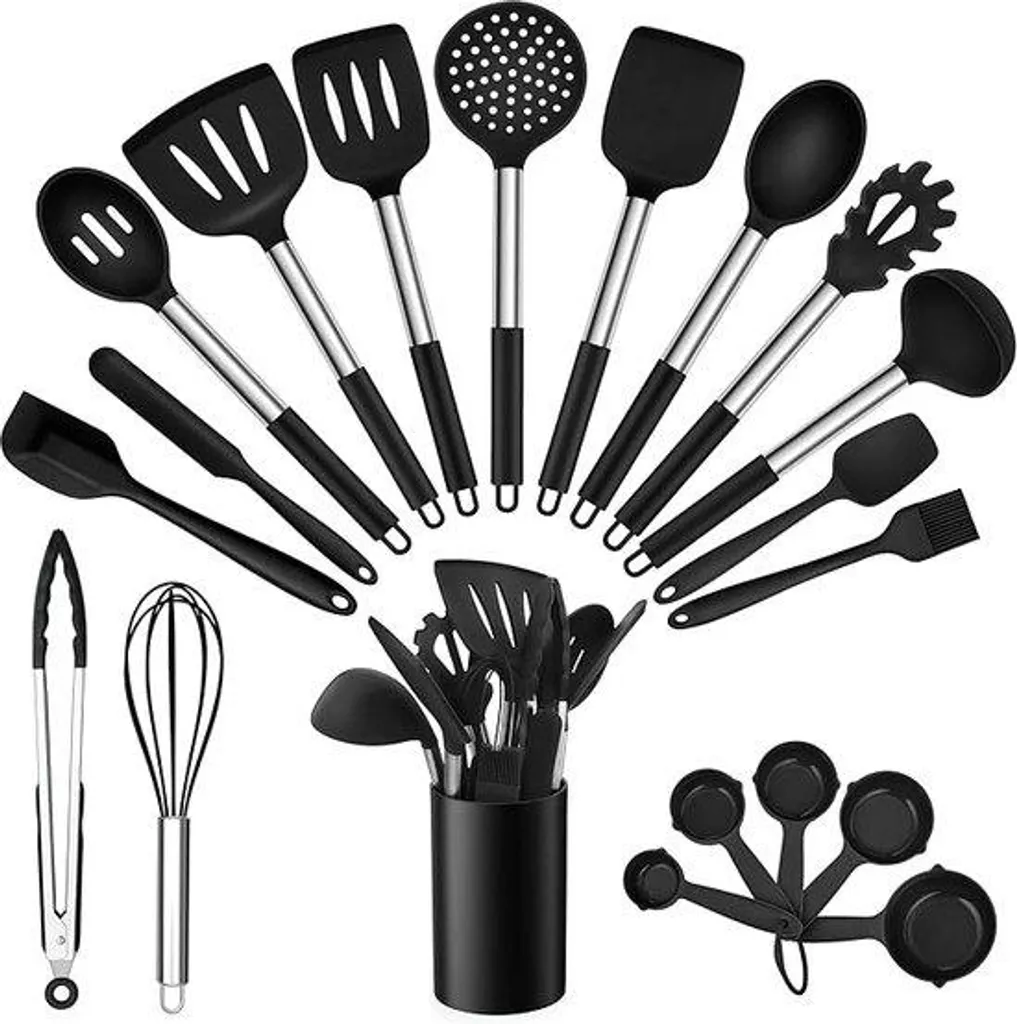 Set de 20 ustensiles de cuisine en acier inoxydable poli miroir