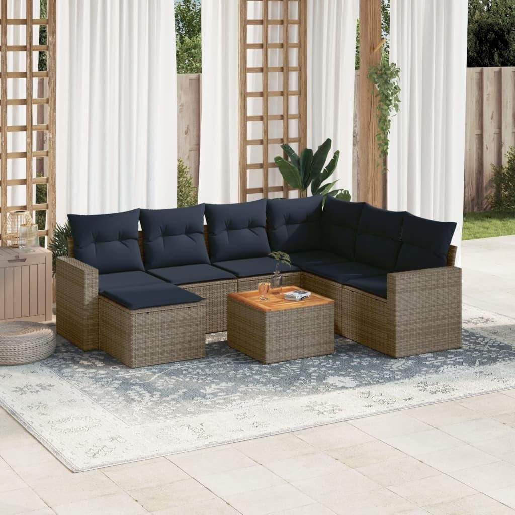 Maison Exclusive - 8-teiliges Gartensofa-Set mit Kissen, grau, Polyrattan