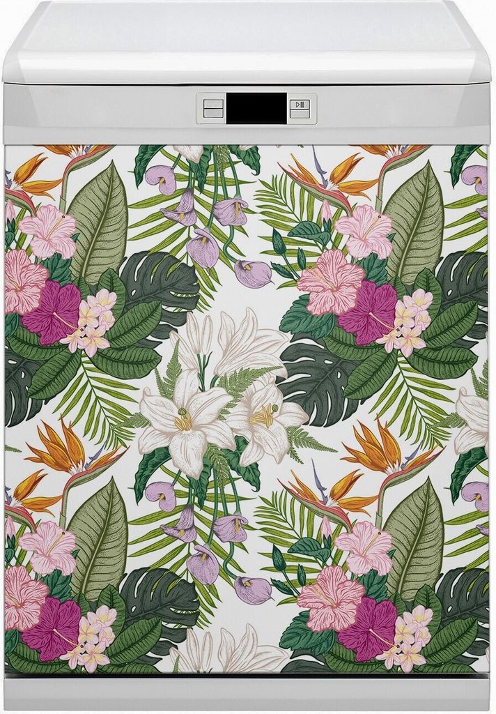 Küche Dekorative Magnete Magnet Folie für Geschirrspüler 60x70 cm - Exotische Blüten