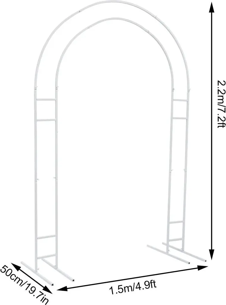 Support backdrop blanc en métal pour décoration d'arche de mariage - 2