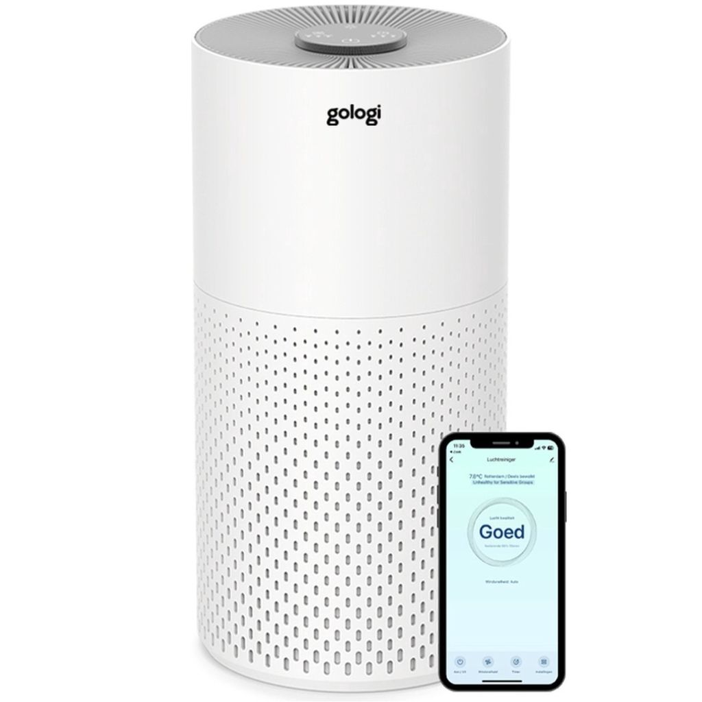 Gologi Luftreiniger - Effektiv gegen Hausstaubmilben, Heuschnupfen, Allergien und Staub - Austauschbarer HEPA 13 Filter und Aktivkohlefilter - 210 ...