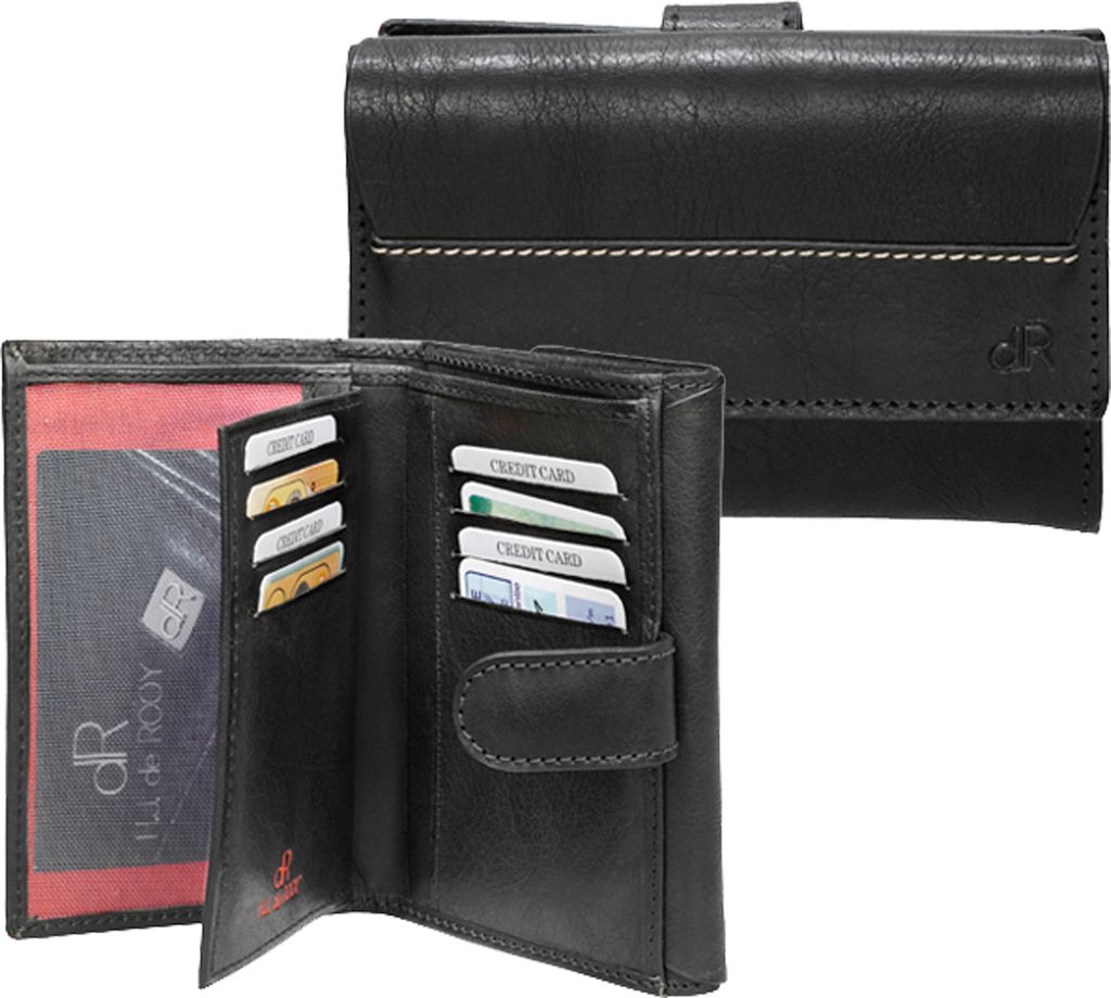 dR Amsterdam Leder Geldbörse für Damen mit RFID-Schutz | Diese Damen-Geldbörse | Portemonnaie Damen | Waxi - 78119 Black