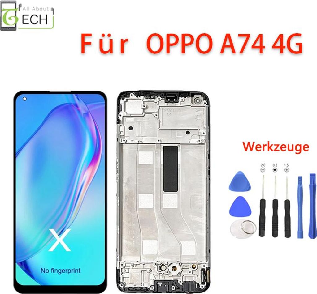 Für Oppo A74 4G CHP2219 LCD Display mit Rahmen Touch Screen Bildschirm