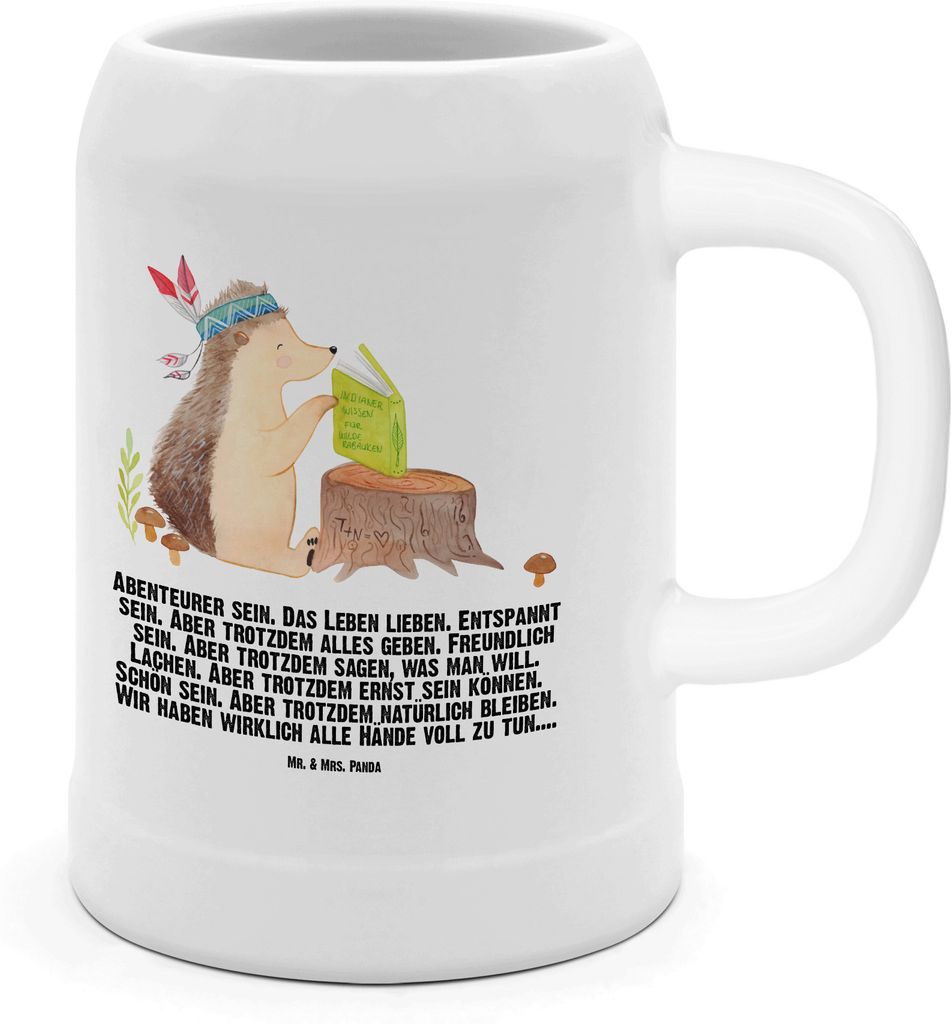 Mr. & Mrs. Panda Krug Igel Federschmuck - Weiß - Geschenk, Produktbild 