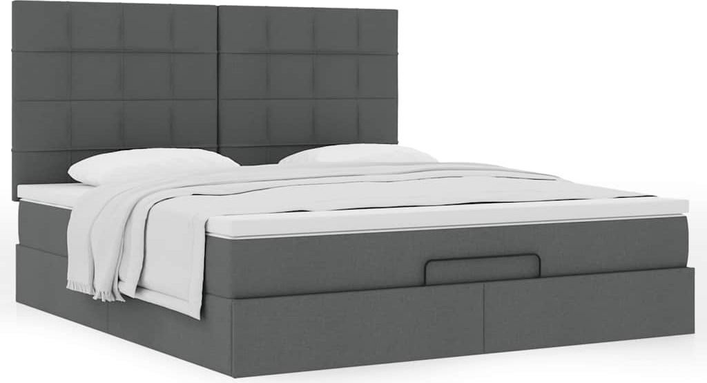 Maison Exclusive - Ottoman-Bett mit Matratze Dunkelgrau 160x200 cm Stoff