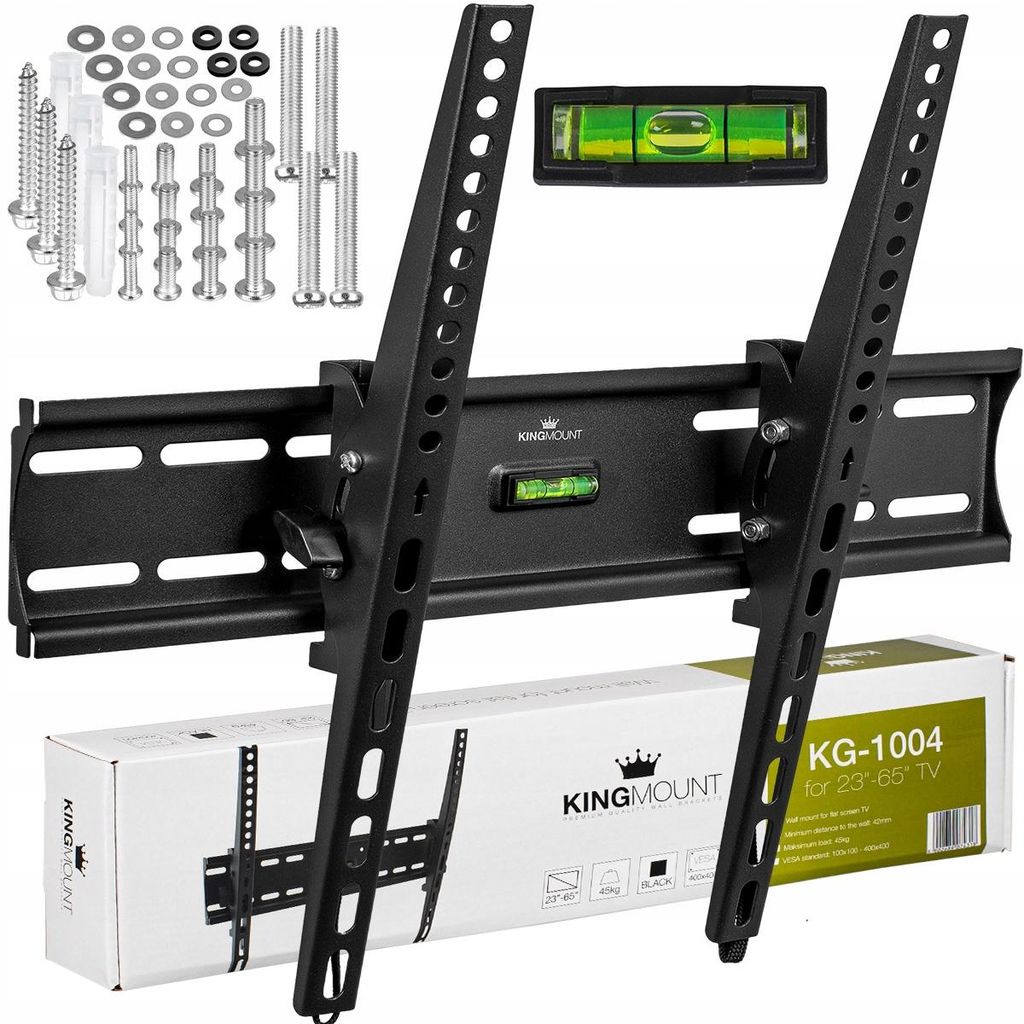 King Mount TV Wandhalterung KG-1004 | 23" - 65" | Vesa 75x75 - 400x400 | 45 kg | Schwarz