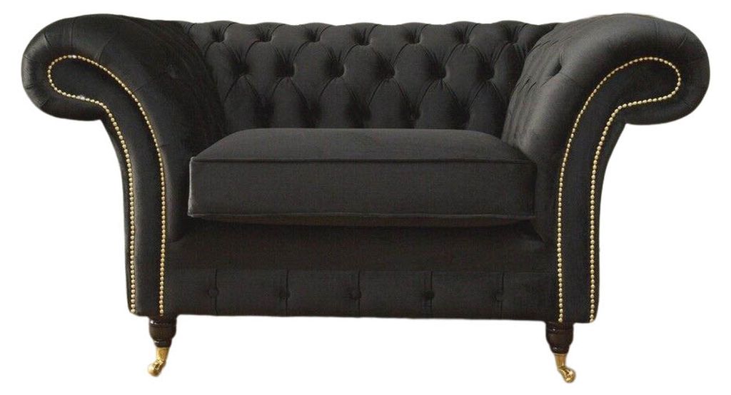Chesterfield Sessel Lounge Schwarz Sofa Couch Polster Modern Textil Neu