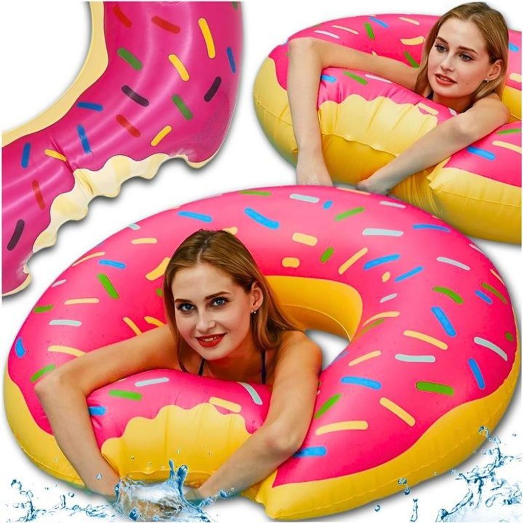 Aufblasbarer Donut Schwimmring 120 cm Pink XXL Poolring Produktbild 