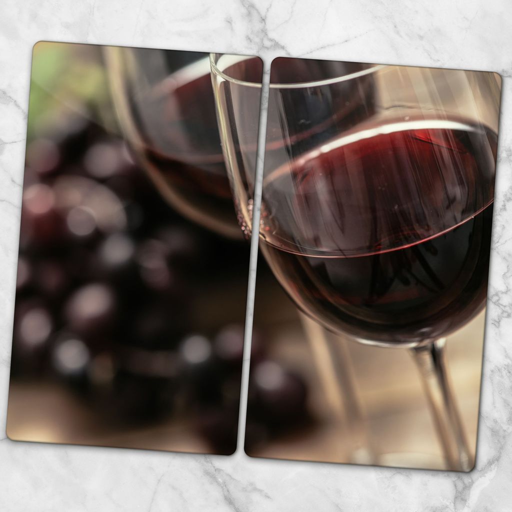Glas-Herdabdeckplatten Glaskeramikkochfeld-Abdeckung Spritzschutz Glas 2x30x52 cm - Wein
