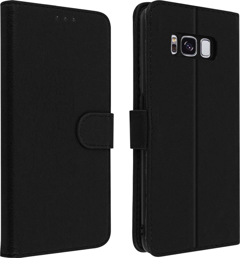 Avizar, Flip Cover Geldbörse, Klappetui Kunstleder für Samsung Galaxy S8, Schwarz