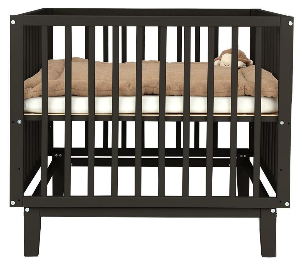 Novi Olivia Laufgitter, schwarz, MDF, höhenverstellbar (3 Stufen), ab Geburt, moderne Babybox mit abgerundeten Ecken