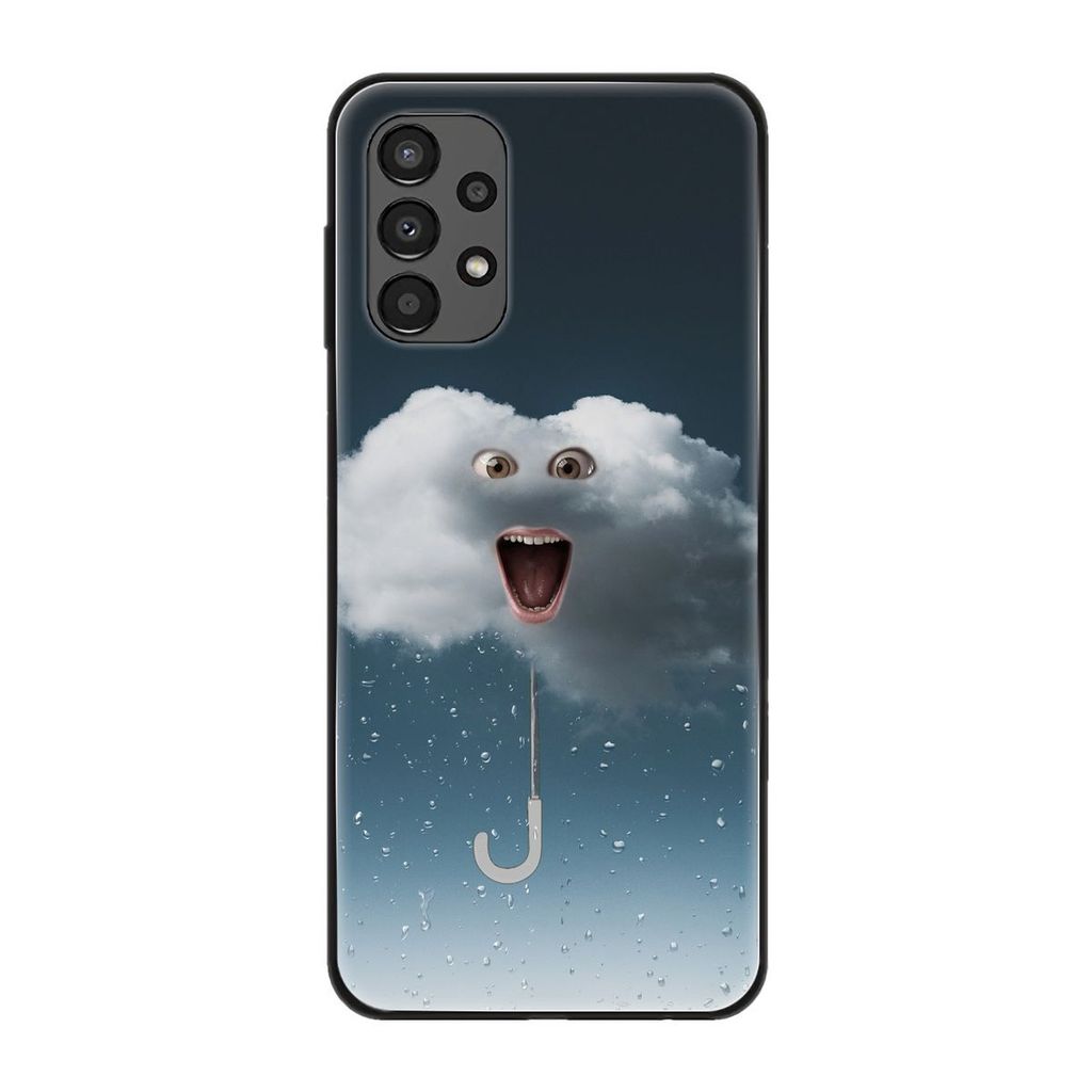 König Design Hülle kompatibel mit Samsung Galaxy A13 4G Kunststoff Soft Handyhülle - Handy Case Regenwolke