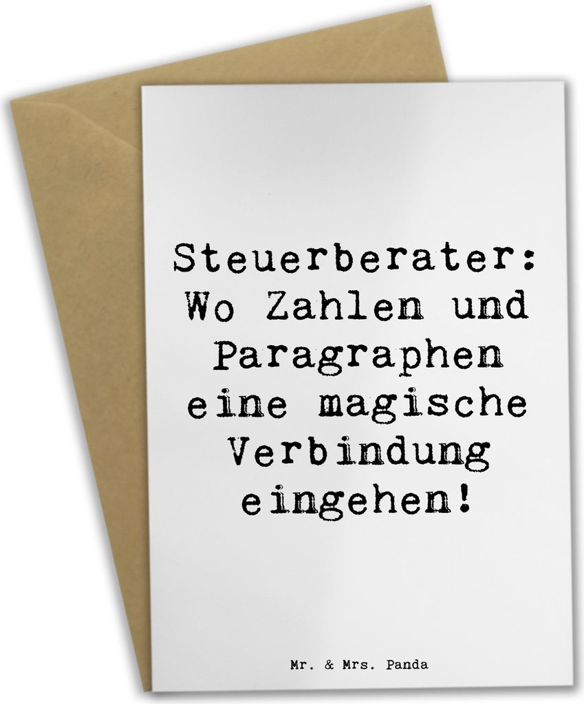 Mr. & Mrs. Panda Grußkarte Spruch Magische Steuerberater - Weiß - Geschenk, Steuerwesen, Präzision, Steuergesetze, hochzeitskarten, osterkarte, ...