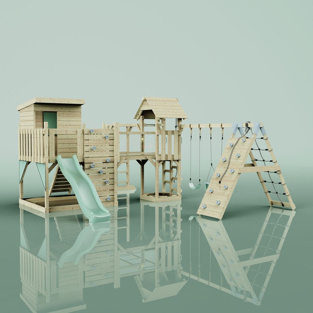 OutdoorToys Spielturm Lars aus Holz in Grün Babyschaukel