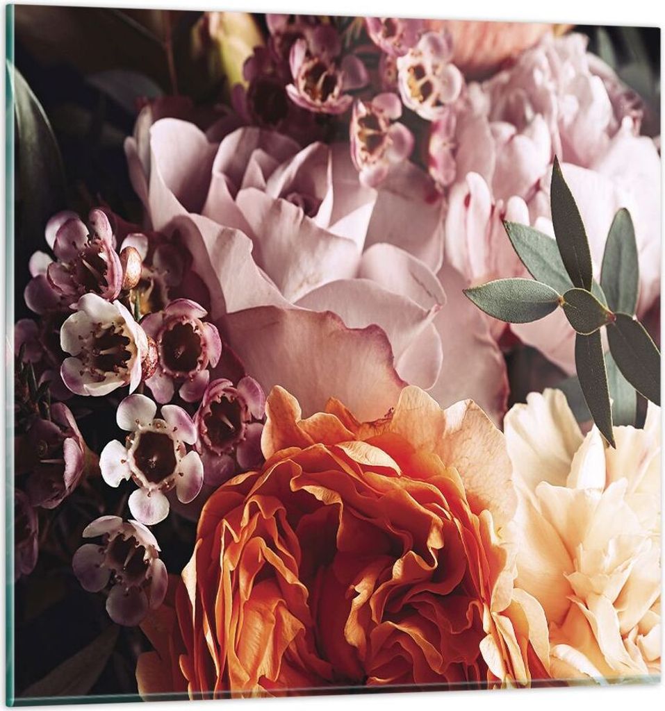 Bilder auf glas - Einteilig - Blumen Getreide Rosen - 50x50cm - Glasbilder - Wandbilder - Bilder - zum Aufhängen bereit - Wanddekoration aus Glas ...