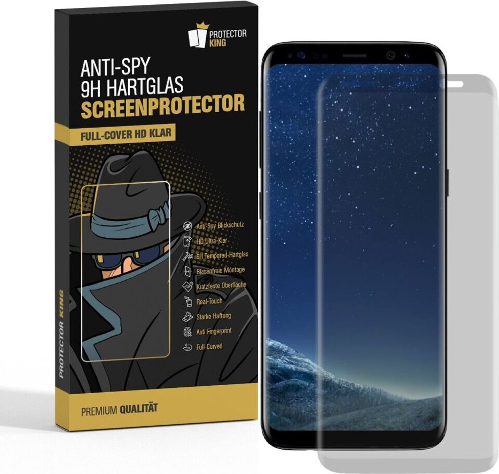 1x 9H Hartglas für Samsung Galaxy S8 Plus FULL CURVED Privacy ANTI-SPY Panzerfolie Displayschutz HD Schutzfolie Schutzglas Panzerglas Blickschutz