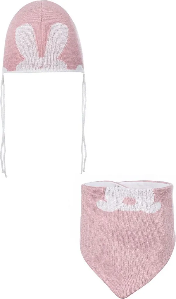 Cappello Coniglio Rosa HÄSCHEN ROSA con Sciarpa | Look Invernale Bimba