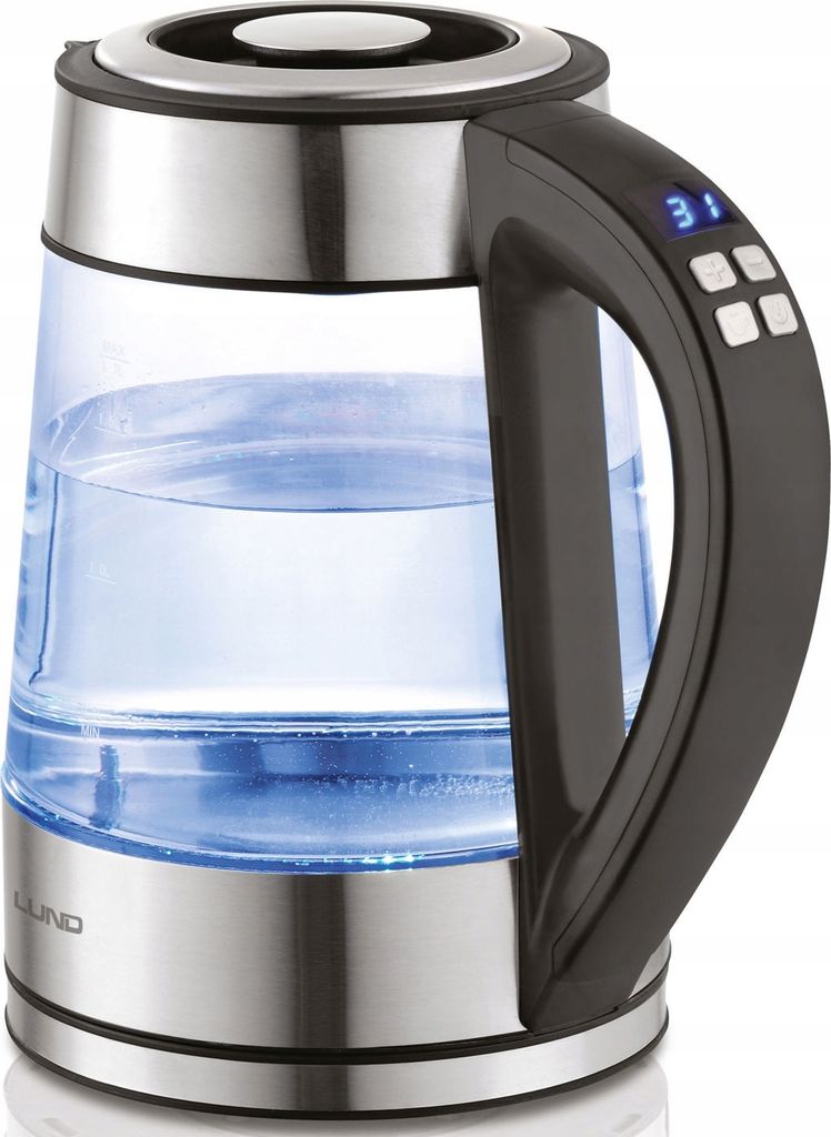 Elektrischer Wasserkocher Glas 1,7L Mit Temperaturregelung Led Kabellos