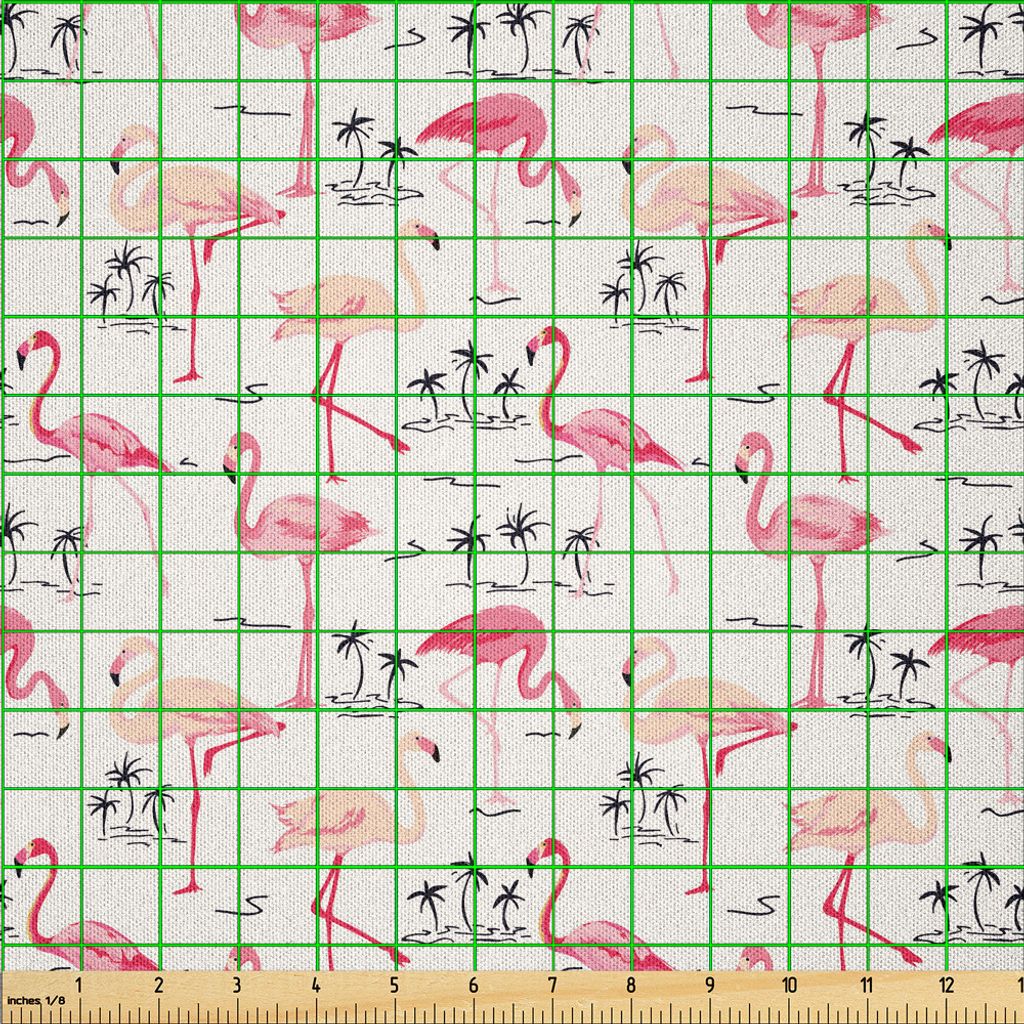 ABAKUHAUS Flamingo Microfaser Stoff als Meterware , Flamingos im Vintage-Stil Illustration Liebe und romantische Tiere Artwork Print, 1 M (230 x 10...