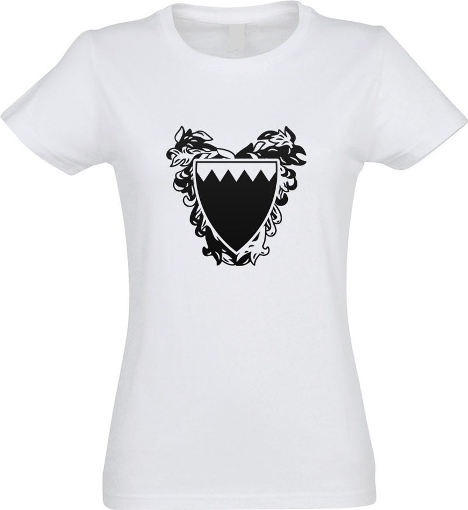 Kiwistar - T-Shirt tailliert - Damen - Weiss - Bahrain Wappen - mit Motiv Bedruckt - Funshirt Design - Sport - Freizeit - Damen - XL