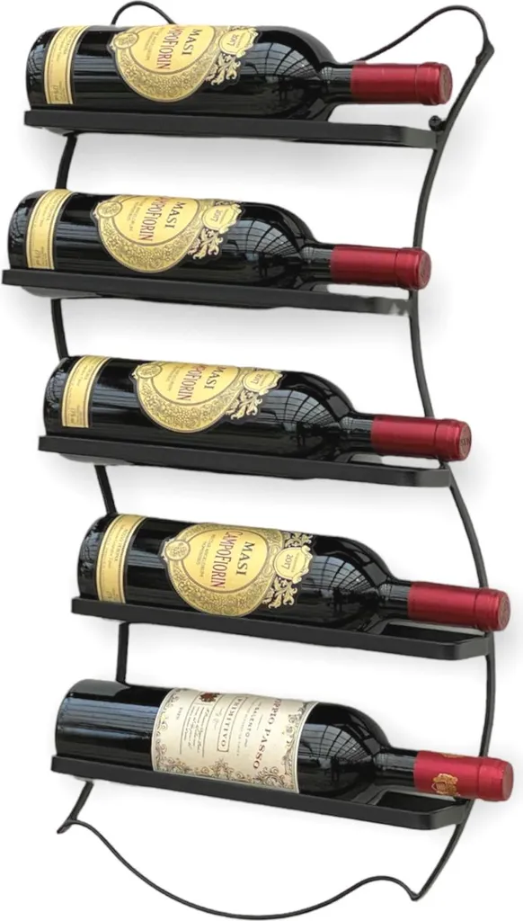 Support mural pour bouteilles de vin noir idéal pour petits espaces déco - 5