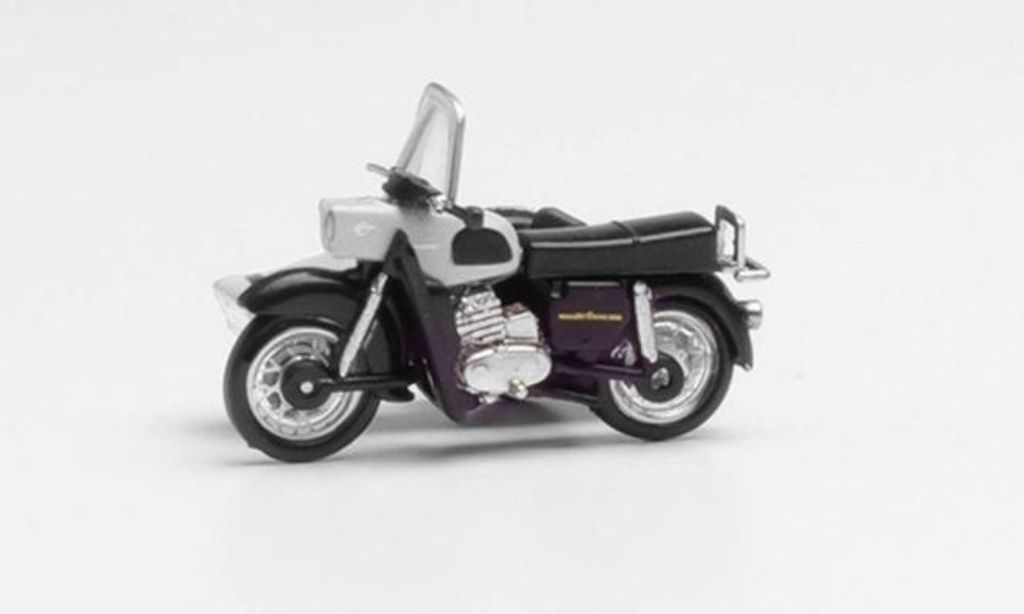 Herpa Motorrad MZ 250 mit Beiwagen, silber/schwarz 053433