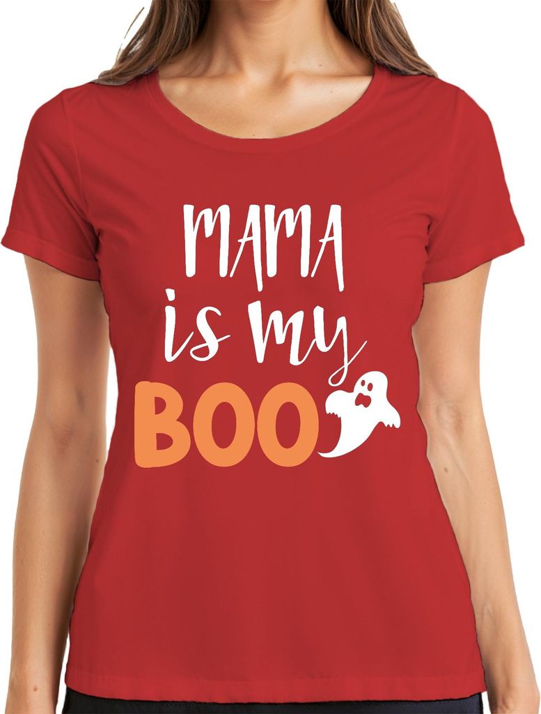 MAMA is my BOO Halloween Mama Geschenk Gespenst Lustig Familie Damen T-Shirt, Rot, XL