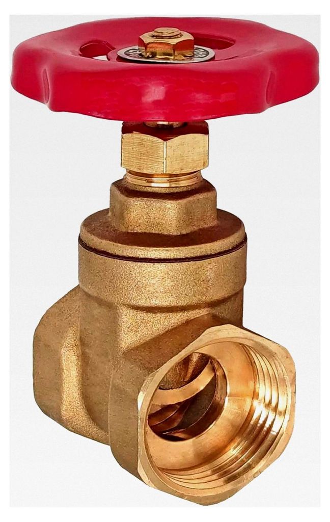 Muffenschieber aus Messing 2" Rohr Zoll Innengewinde IG x IG DN50 mit Handrad Drehgriff rot Druck PN10 Bar Wasser Heizung