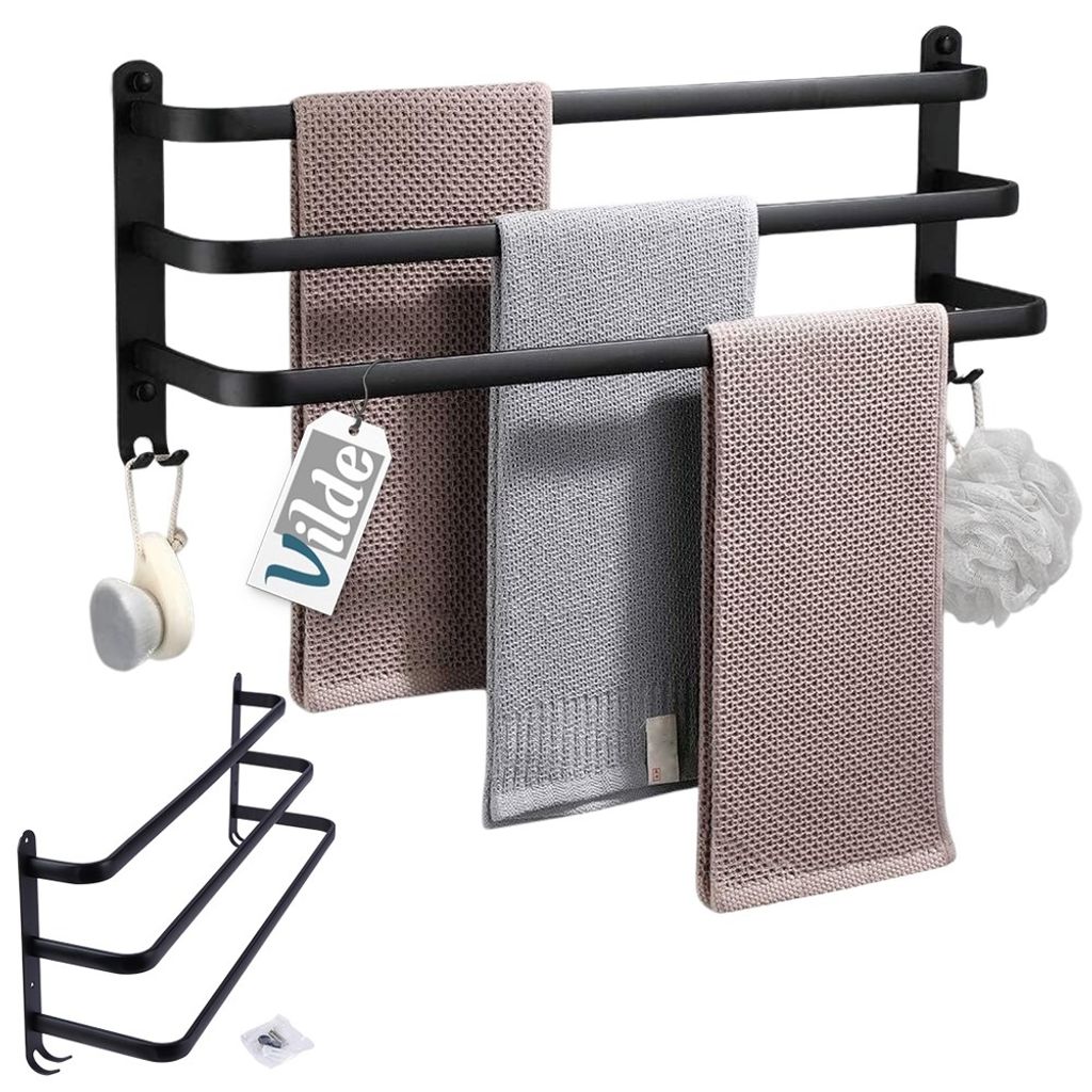 Vilde Handtuchhalter Handtuchstange Badetuchhalter aus Aluminium schwarz 60 cm