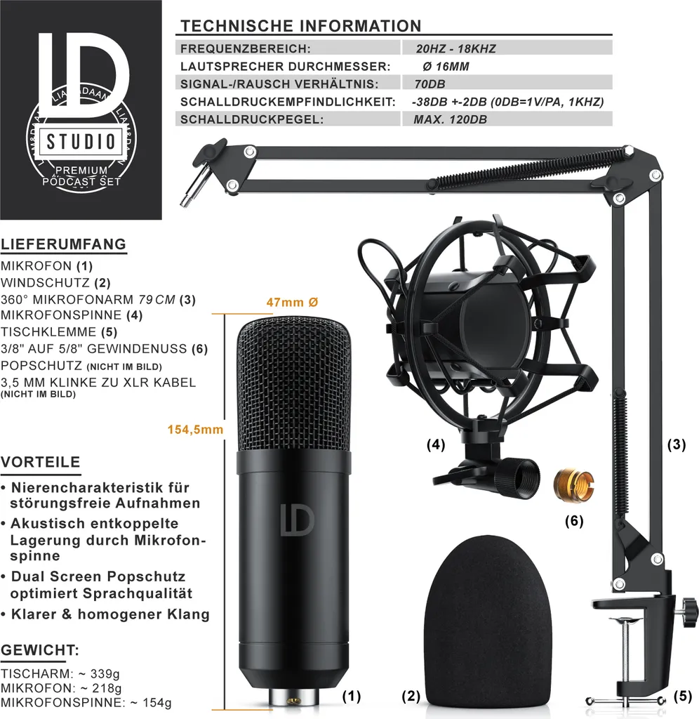 Microphone de Streaming LIAM&DAAN avec Protection Pop et Araignée - 2
