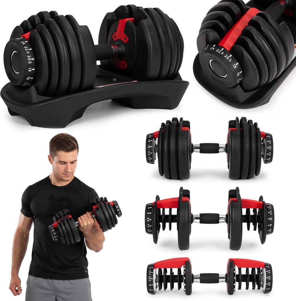 Verstellbare Gusseisen-Hantel 2,5-24 kg mit Ständer Produktbild 