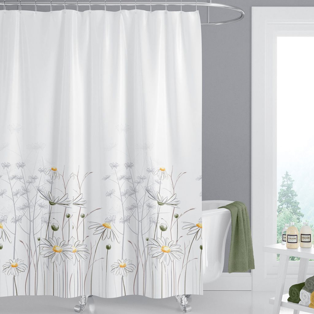 Textil Duschvorhang 120x200 cm DAISY Gänseblümchen Gelb Produktbild 