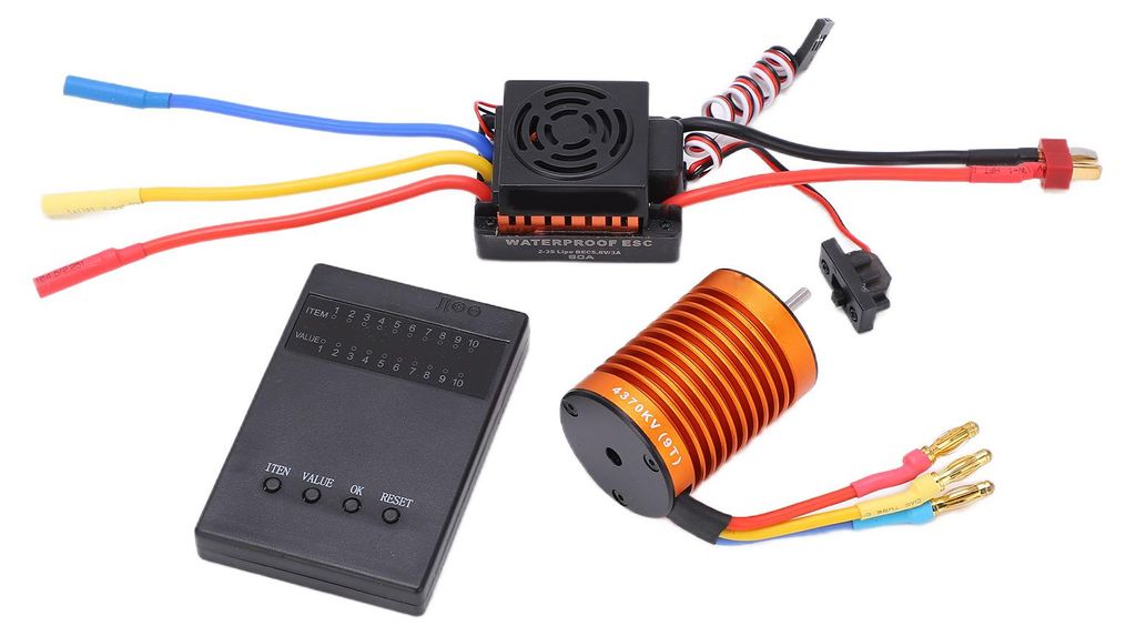 F540 4370KV Bürstenloser Motorsatz mit wasserdichtem 60A-Regler und Programmierkarte für 1/10 RC-Car